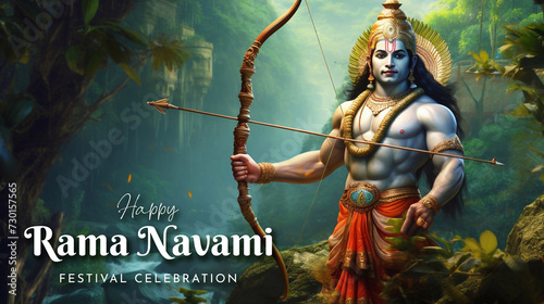 Happy Ram Navami festival of India. Lord Rama
