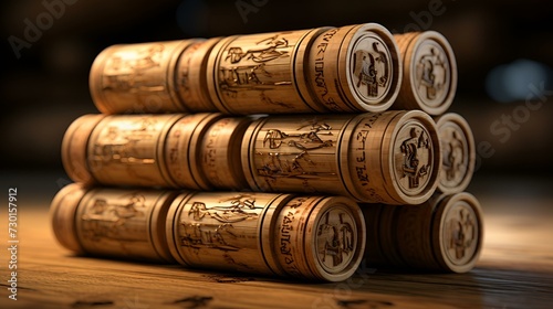 A close-up view of a bunch of wine corks