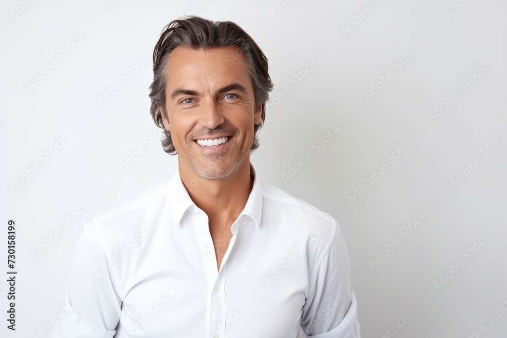 Portrait of a handsome middle-aged man smiling at the camera Portrait of a handsome middle-aged man smiling at the camera
