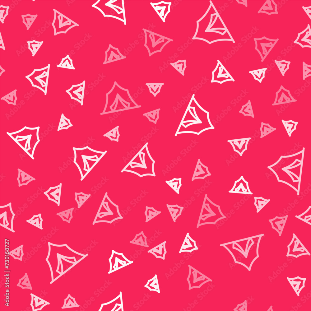 White line Circus tent icon isolated seamless pattern on red background. Carnival camping tent. Amusement park. Vector White line Circus tent icon isolated seamless pattern on red background. Carnival camping tent. Amusement park. Vector