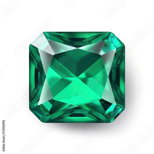 Emerald square isolated on white background