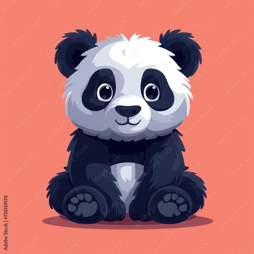 Cute Illustrated Panda Character Against a Vibrant Red Background Cute Illustrated Panda Character Against a Vibrant Red Background