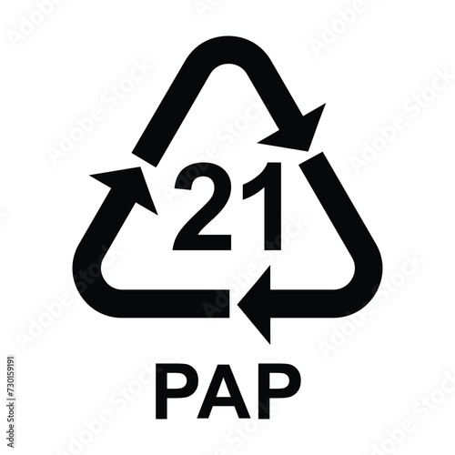Paper recycling symbol PAP 21 other mixed paper , vector illustration