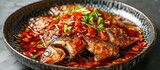 Hunan-style fish head with spicy peppers - chopped.