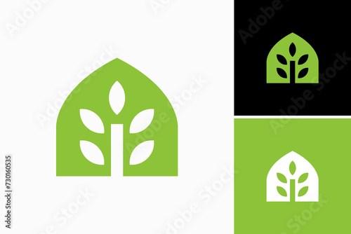 shovel and leaves logo vector premium sign template