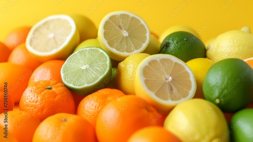 A colorful medley of lemons, limes, and oranges arranged in a harmonious display