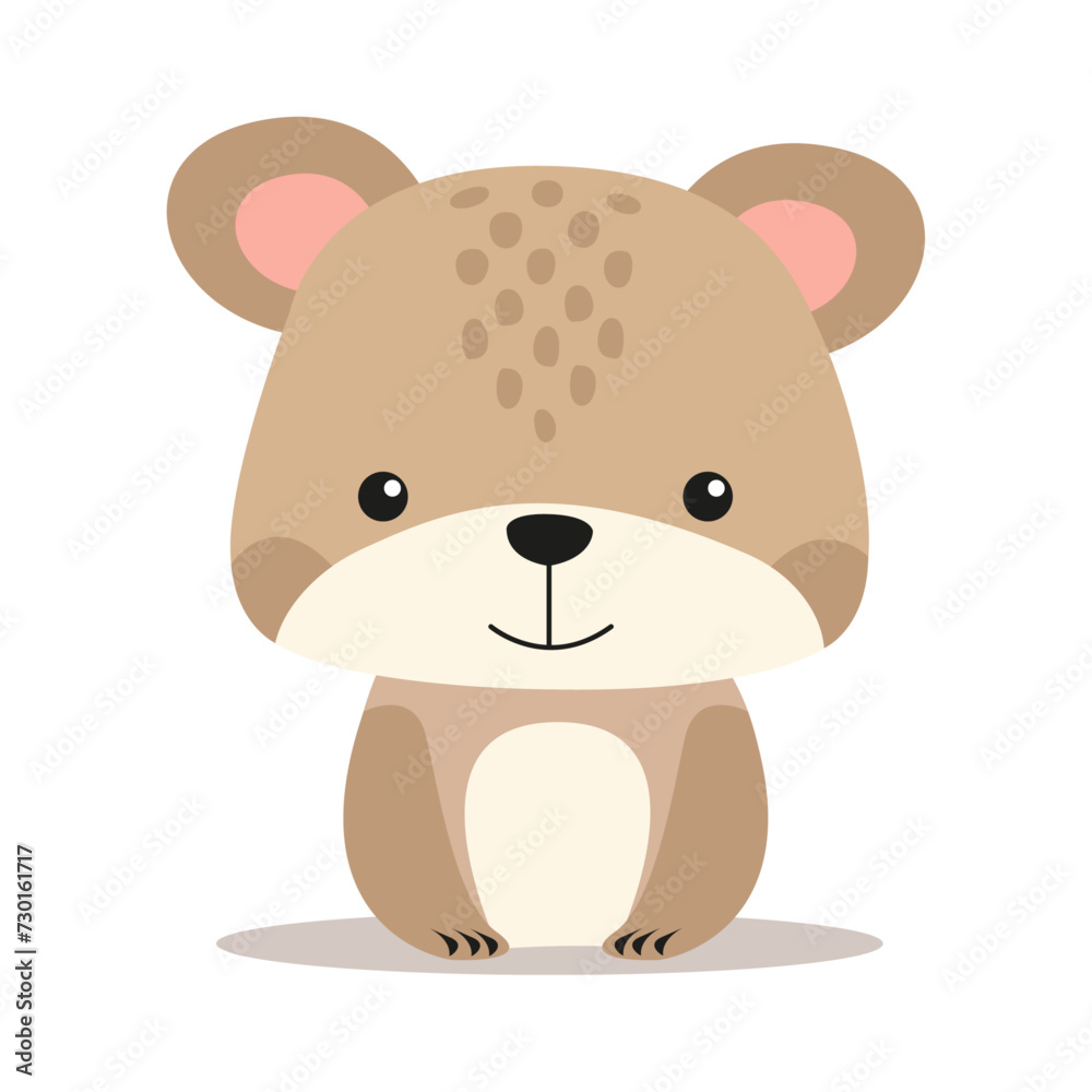 Flat illustration of a stylized bear cub. Cartoon little bear, cute character for children. Vector illustration Flat illustration of a stylized bear cub. Cartoon little bear, cute character for children. Vector illustration