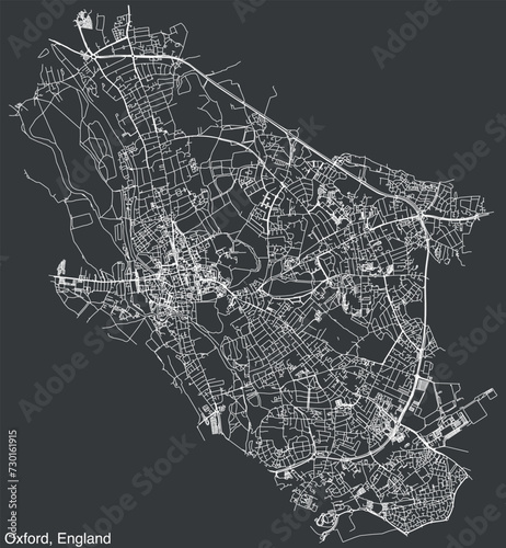 Detailed hand-drawn navigational urban street roads map of the United Kingdom city township of OXFORD, ENGLAND with vivid road lines and name tag on solid background