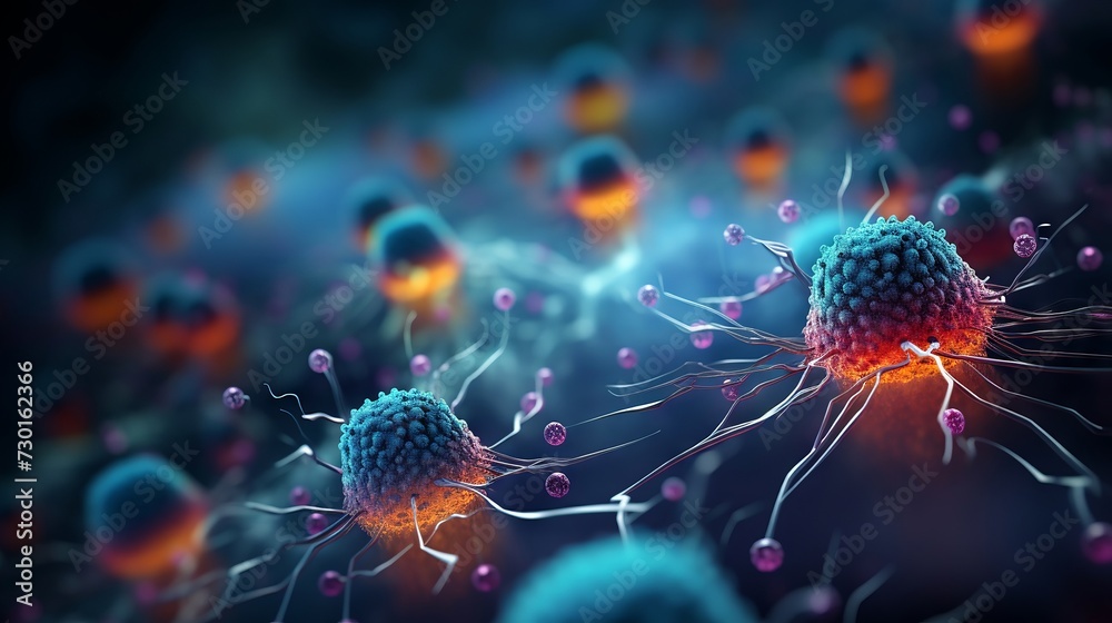 Microscopic view of cancer cells in a dynamic, natural cellular environment Microscopic view of cancer cells in a dynamic, natural cellular environment