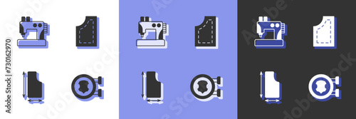 Set Leather, Sewing machine, pattern and icon. Vector