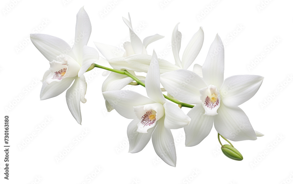 Dendrobium Orchid Moth Inspired Blooms Isolated on a Transparent Background PNG.