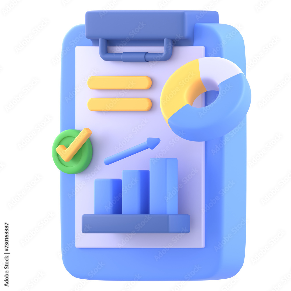 Business analysis data illustration concept clipboard with rising graph and pie diagram Business analysis data illustration concept clipboard with rising graph and pie diagram