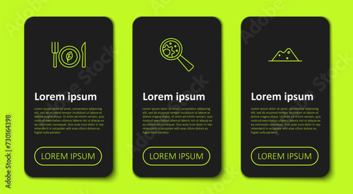 Set line Vegan food diet, GMO and Salt. Business infographic template. Vector