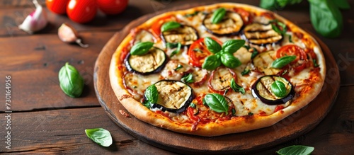 Wallpaper Mural Pizza with grilled zucchini and eggplant, made with nutritious vegetables. Torontodigital.ca