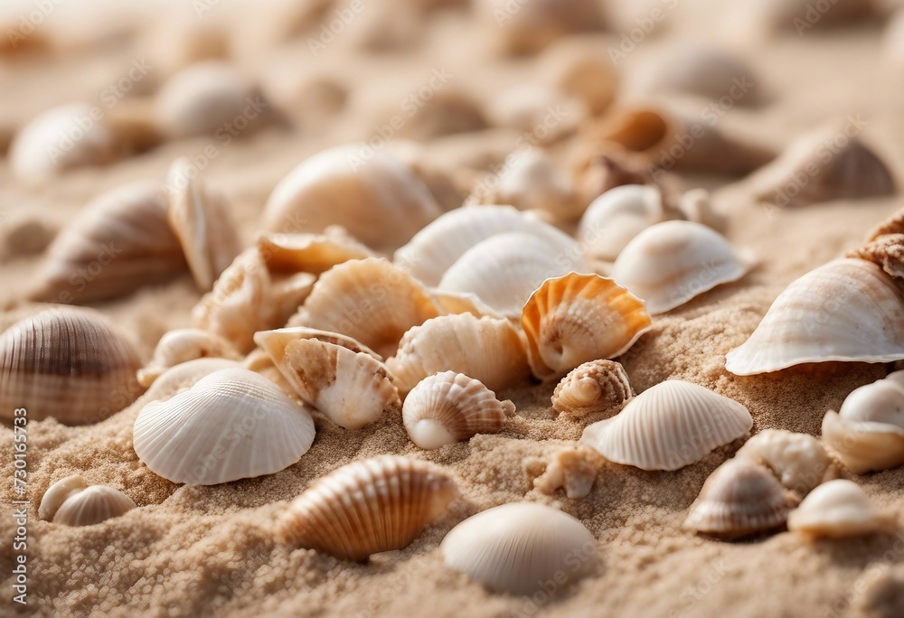 Sea shells in sand pile isolated on white background Sea shells in sand pile isolated on white background