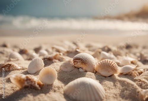 Sea shells in sand pile isolated on white background © ArtisticLens