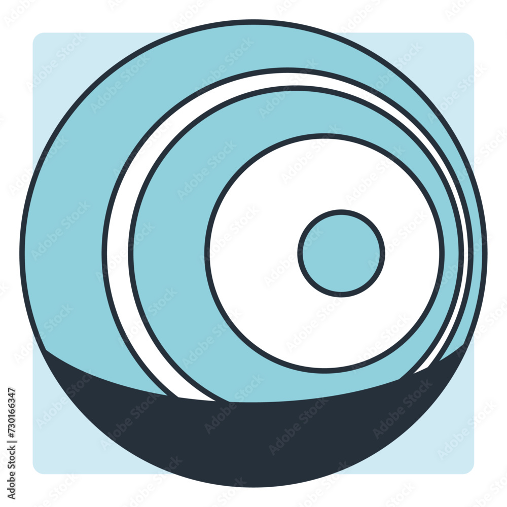 Line illustration of a crown green bowling ball with blue tone and shadow Line illustration of a crown green bowling ball with blue tone and shadow