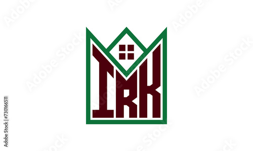 IRK initial letter real estate builders logo design vector. construction ,housing, home marker, property, building, apartment, flat, compartment, business, corporate, house rent, rental, commercial