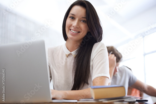 Free Download University, books and portrait of woman in classroom with development in learning, opportunity and future. Education, knowledge and growth for college student in lecture, studying for exam or test. - GFXLoad