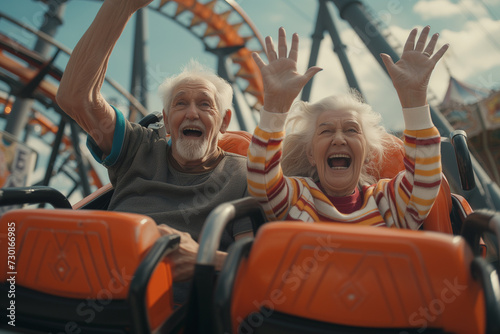 An old couple enjoying their retirement photo