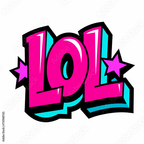 The word LOL in street art graffiti lettering vector image style on a white background.
