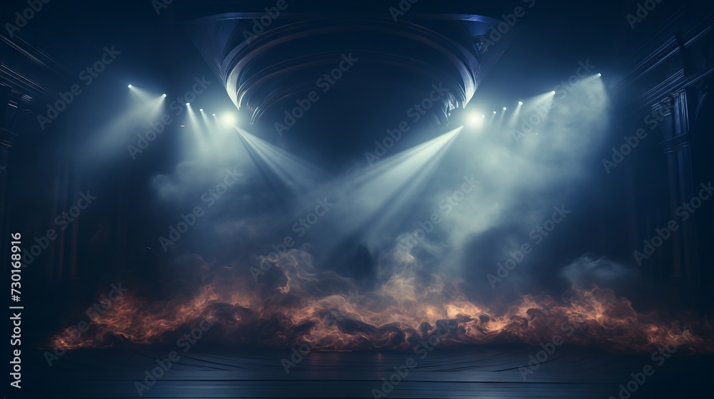 Mysterious stage with spotlight and swirling smoke, inviting a natural performance