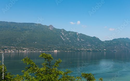 Photo of the Lac du Bourget and the Dent du Chat, in Aix-Les-Bains in Savoie, France photo