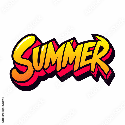 The word SUMMER in street art graffiti lettering vector image style on a white background.