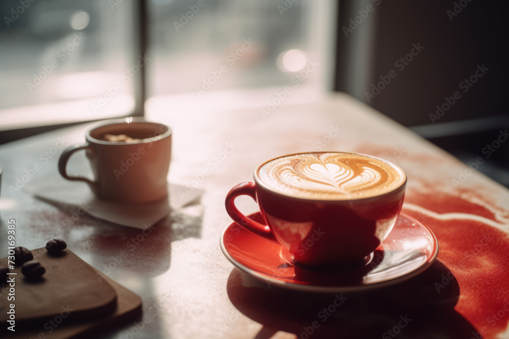 Cup with Latte Coffee. Heart shaped latte art Cup with Latte Coffee. Heart shaped latte art