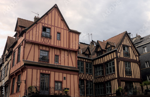 Normandy half-timbered houses, typical of the streets of Rouen