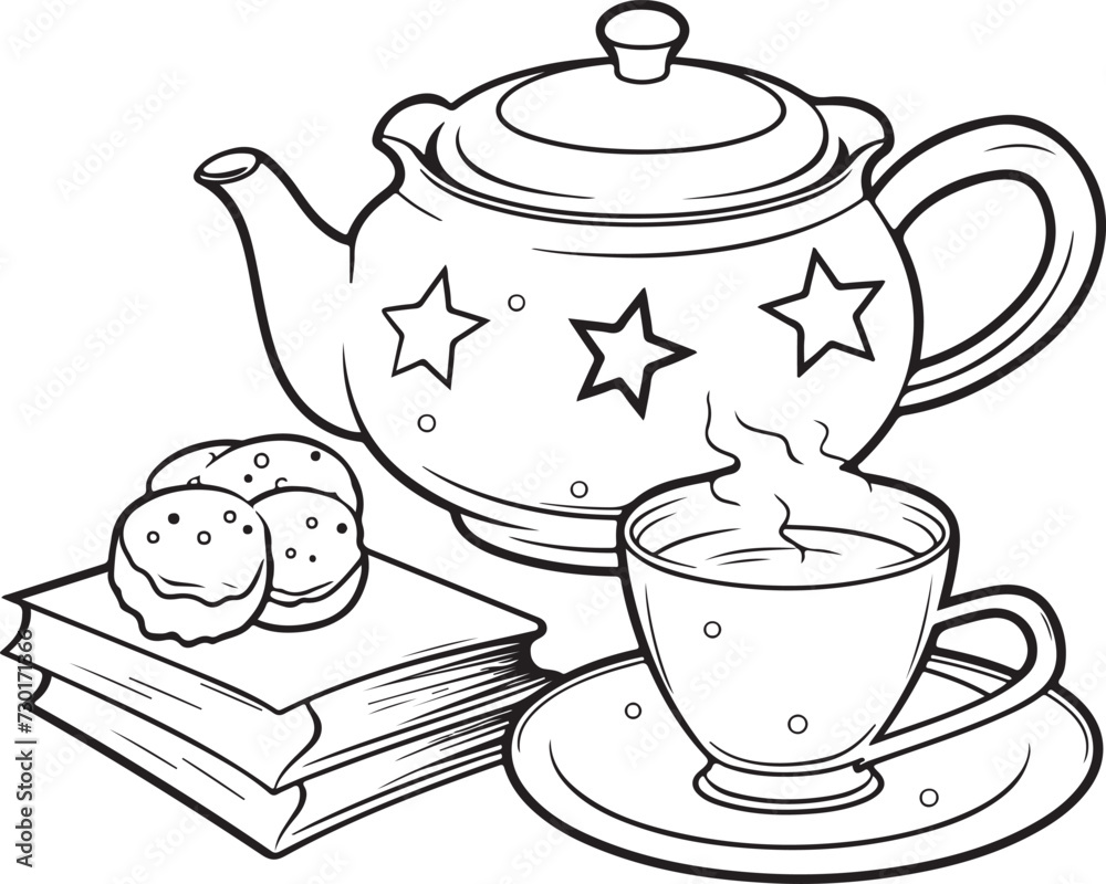 Ramadan Tea Set Isolated Coloring Page for Kids