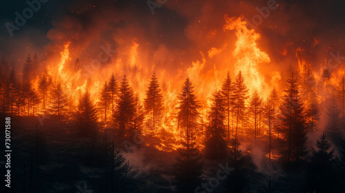Fire in the garden, Forest fire, Ai generated image
