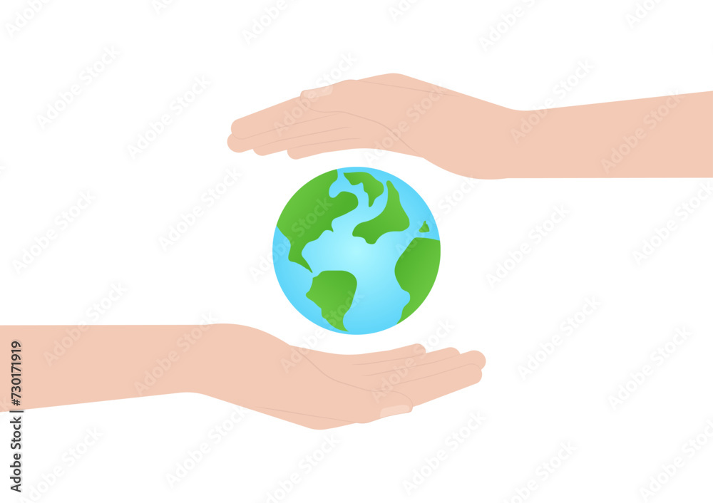 Hand Holding Earth Logo Symbol. Save the World. Save Energy. Eco Friendly and Green Energy Concept. Hand Holding Earth Logo Symbol. Save the World. Save Energy. Eco Friendly and Green Energy Concept.