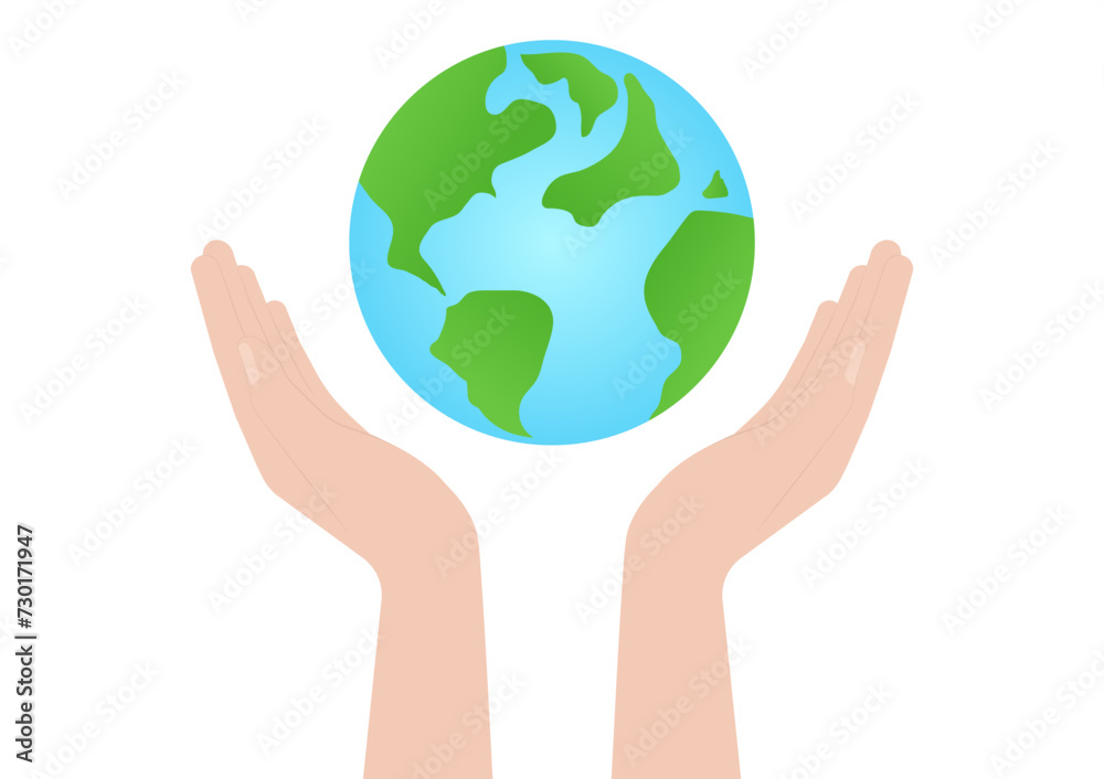 Hand Holding Earth Logo Symbol. Save the World. Save Energy. Eco Friendly and Green Energy Concept. Hand Holding Earth Logo Symbol. Save the World. Save Energy. Eco Friendly and Green Energy Concept.