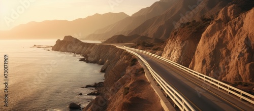 Beautiful panoramic view of the road along the sea.