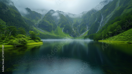 Landscape with lake and mountains  Lake in the mountains  Incredible lake in mountains in New Zealand  Ai generated image 