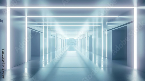 Abstract futuristic light corridor interior  Modern minimal background.