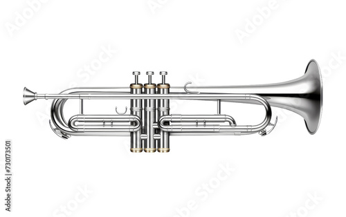 Silver trombone on transparent background