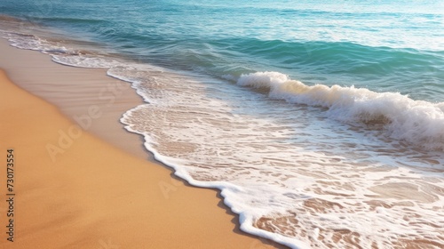 Gentle waves lap against the sandy shore, a tranquil oasis for relaxation