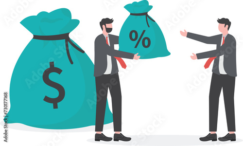 Commission payment, interest rate for loan payment or investment profit percentage, incentive to reward or motivate concept, 

