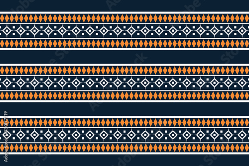 Traditional Ethnic ikat motif fabric pattern geometric style.African Ikat embroidery Ethnic oriental pattern blue background wallpaper. Abstract,vector,illustration.Texture,frame,decoration.