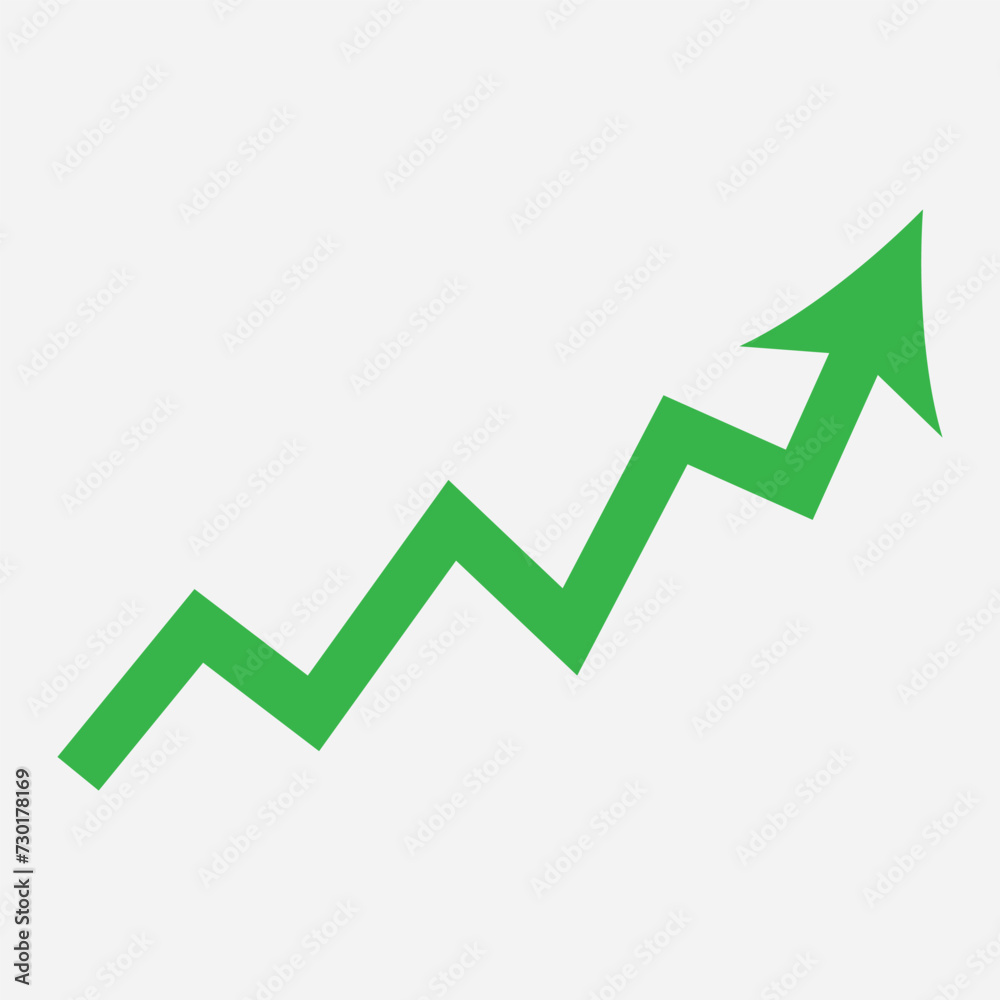 Green arrow graph growing uptrend financial business statistics flat vector icon design, eps10 Green arrow graph growing uptrend financial business statistics flat vector icon design, eps10