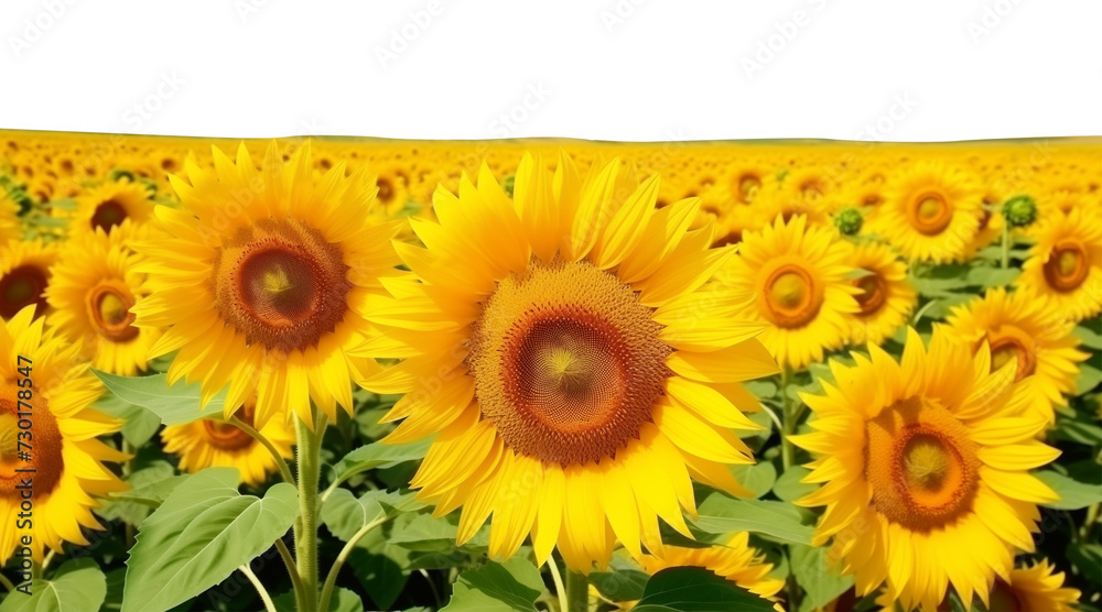Obraz premium Sunflower Field Isolated on Transparent Background 