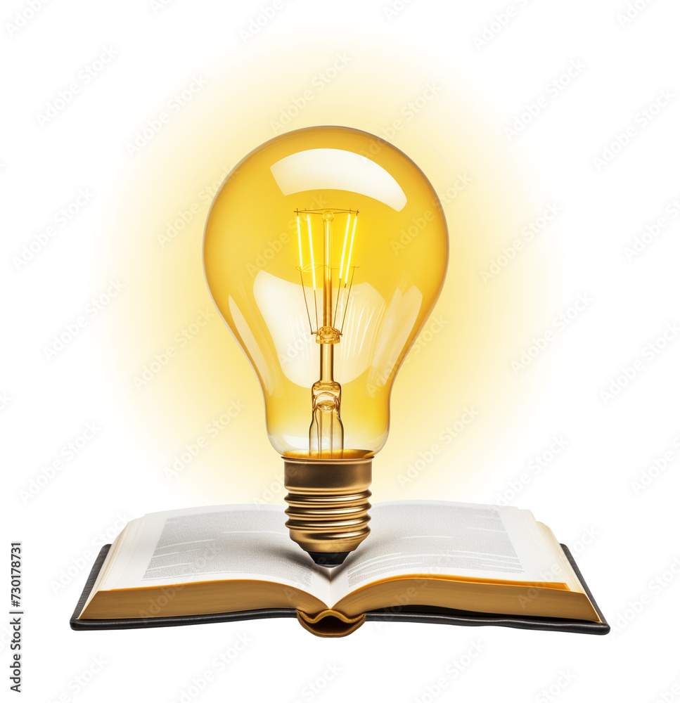 Open Book with Lightbulb Isolated on Transparent Background
Open Book with Lightbulb Isolated on Transparent Background