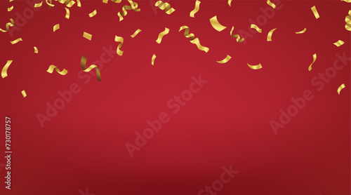 Happy chinese new year 2024 year of asian elements background. Golden Confetti Falling On red Background