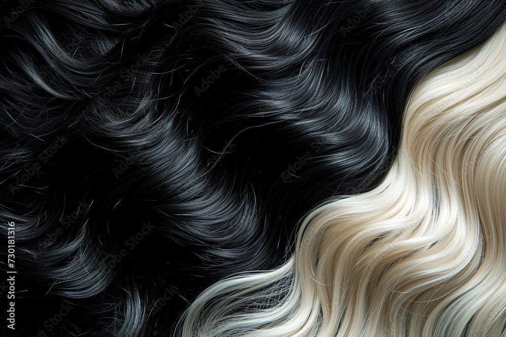 Blond and black hair weaves, dyed hairs concept