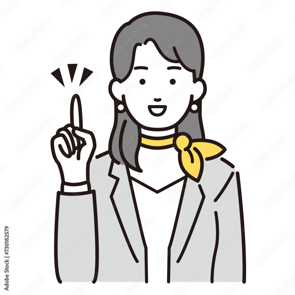 スカーフを首に巻いたスーツの女性イラスト スカーフを首に巻いたスーツの女性イラスト