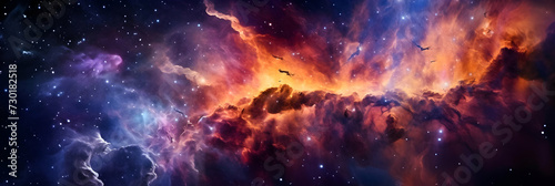  Embark on an astral journey through the vast  enigmatic canvas of the cosmos  where stars  nebulae  and galaxies harmonize in a celestial dance  creating a captivating and profound spectacle in the v