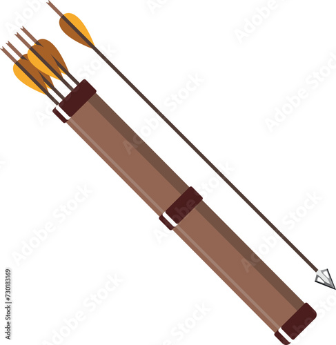 Traditional Hunting Quiver with Arrows Isolated Icon in Flat Style. Vector Illustration.