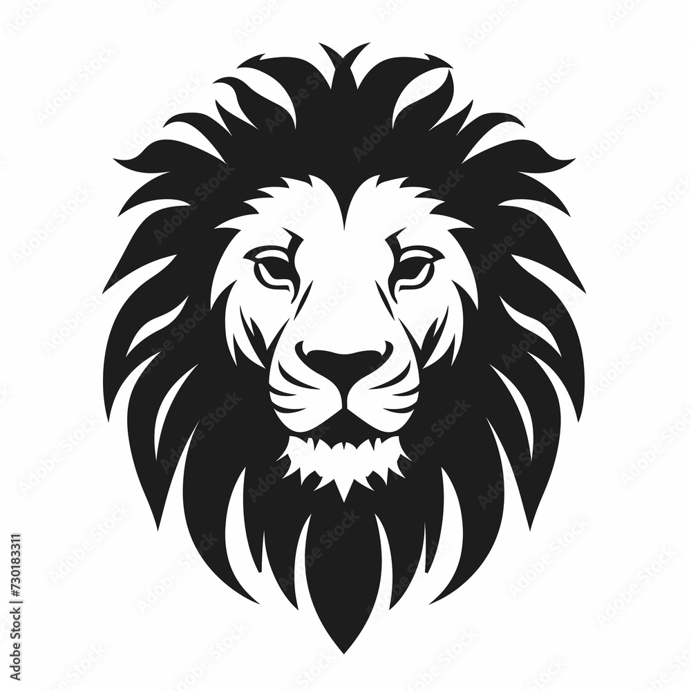 Lion head silhouette, flat logo, no color